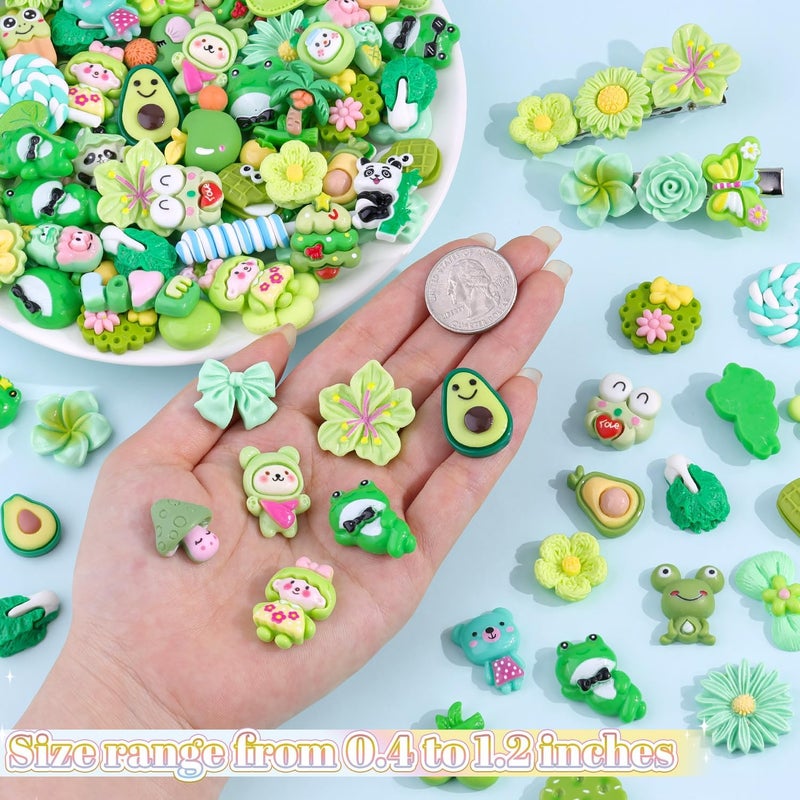 Glitzest 100PCS TINKRSTUFF Green Slime Charms Cute Flatback Resin Charms for Slime, Kawaii Random Decoden Charm for Embellishments Phone Junk Case Charms Bulk, Hairpins Scrapbooking Crafting & DIY Decoration - Image 2